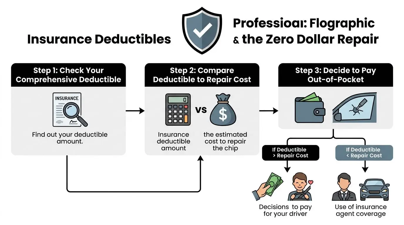 Rock Chip Repair Cost in Whitby: What Drivers Actually Pay 3 A flowchart explaining how to decide whether to pay for a rock chip repair or use insurance.